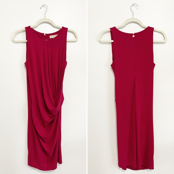 Michael Kors Cranberry Colored Jersey Ruched Sleeveless Dress Women’s Size Small - Picture 2 of 7